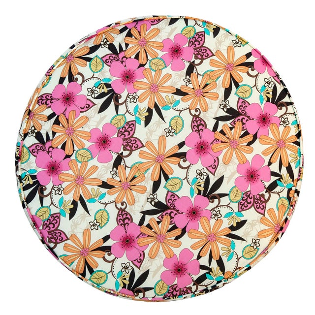 Mid-Century Modern Late 20th Century Large Floral Foot Stool For Sale - Image 3 of 10