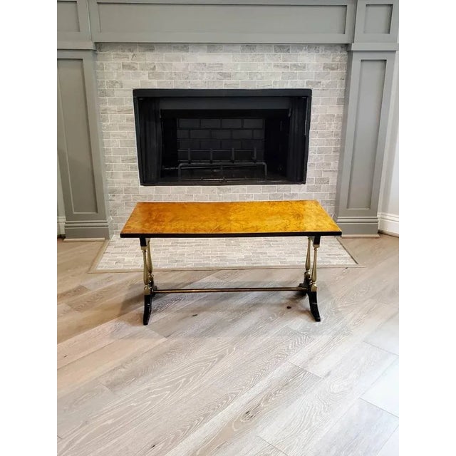 Maison Jansen French Mid-Century Modern Burl Wood Coffee Table Maison Jansen For Sale - Image 4 of 11