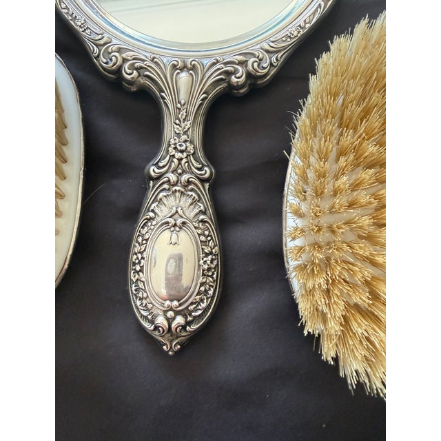Vintage Gorham sterling silver 23 vanity set. Set is traditional style with monogram on each item. Set comes with mirror a...