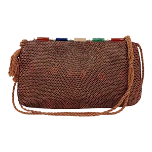 Vintage Judith Leiber Orange Lizard Clutch