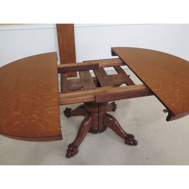 Antique Victorian Oak Round Clawfoot Dining Room Table ...