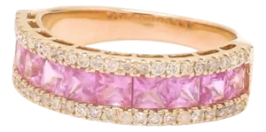 Natural 1.60 cts pink sapphire & 0.30 cts diamond ring in 18k gold