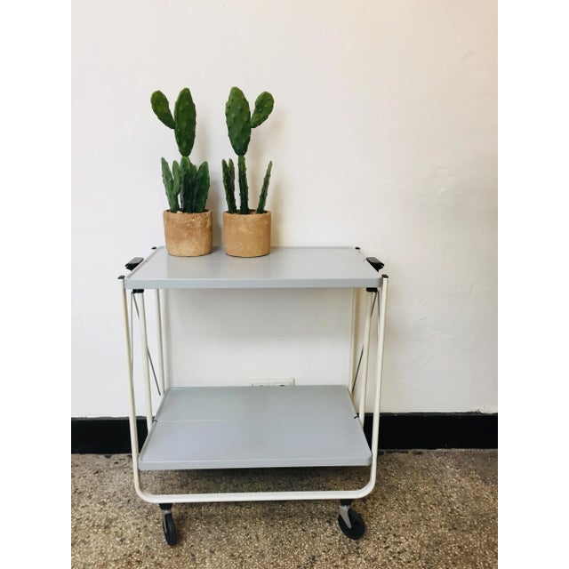 Black Mid-Century Metal Serving Bar Cart For Sale - Image 8 of 9
