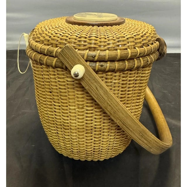 1980s Farnum Nantucket Lightship Pelican Scrimshaw Ivorylite Basket Purse 1988 Signed For Sale - Image 5 of 13