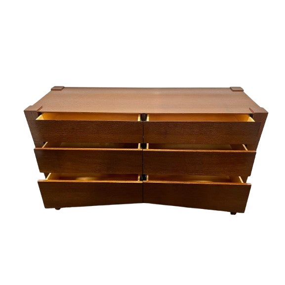 Chocolate Custom Berman Rosetti Exotic Wenge Wood 6 Drawer Canted Console Dresser. For Sale - Image 8 of 15