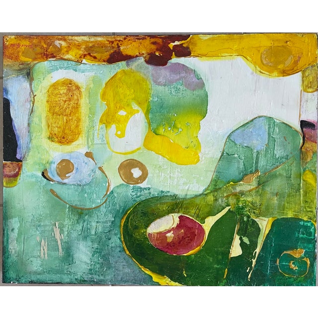Paint "Moss and Sunlight" Abstract Beautiful Colorful Modern Painting by Artist Sonia Gold For Sale - Image 7 of 17