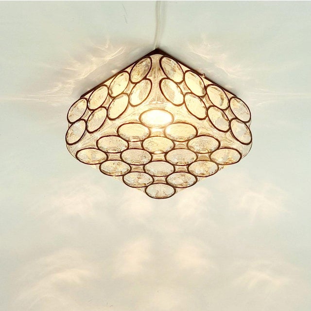 1970s Mid-Century Glass Flush Mount from Limburg, Germany, 1960s For Sale - Image 5 of 9