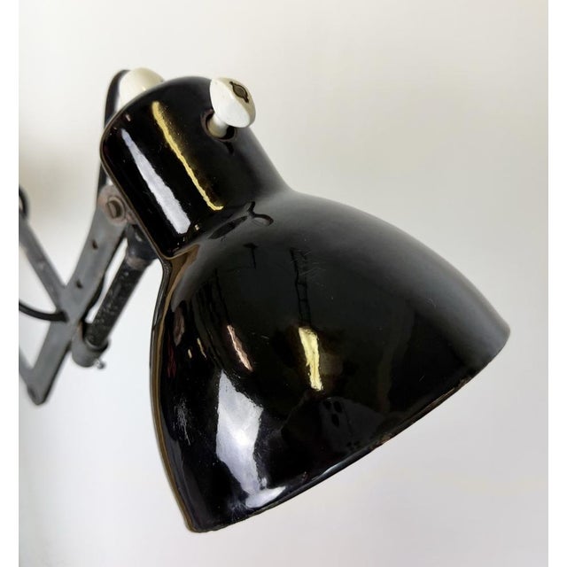 Industrial Black Enamel Scissor Wall Lamp, 1950s For Sale - Image 15 of 18