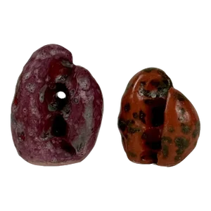 Pair of Miniature Abstract Form Ceramic Sculptures in Cherry Pink & Pumpkin Orange