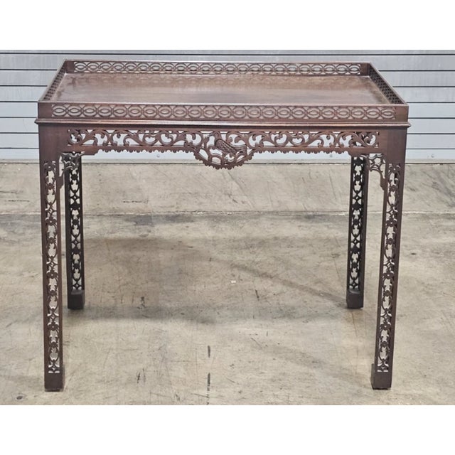 Chippendale Late 20th Century Kittinger Williamsburg Mahogany Chippendale Byrd China Table Cw 192 Rare For Sale - Image 3 of 11