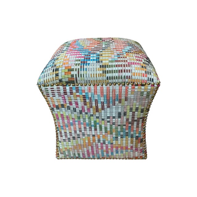 Contemporary Custom Hourglass Shaped Ottoman For Sale - Image 3 of 6