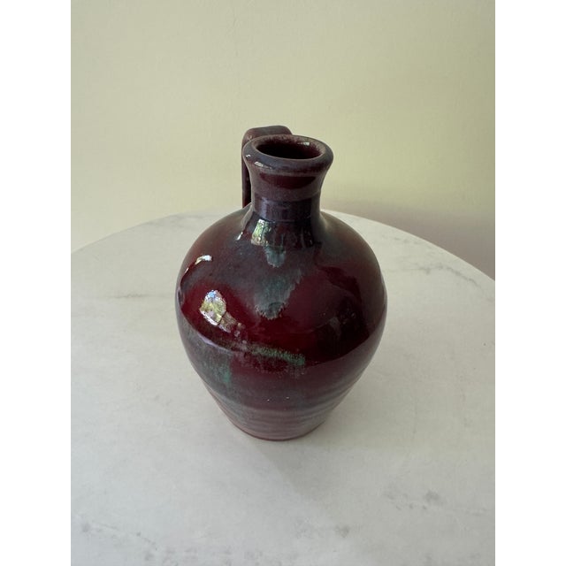 Folk Art Vintage King's Pottery Oxblood Glazed Stoneware Jug | Seagrove Nc | Signed 1996 | Handthrown Art Pottery | Southern Folk Art Collectible For Sale - Image 3 of 8