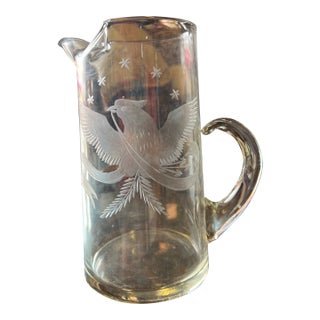 Late 20th Century Bicentennial Cocktail Pitcher With Etched American Eagle & Stars For Sale