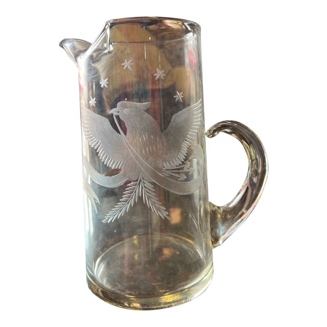 Late 20th Century Bicentennial Cocktail Pitcher With Etched American Eagle & Stars For Sale