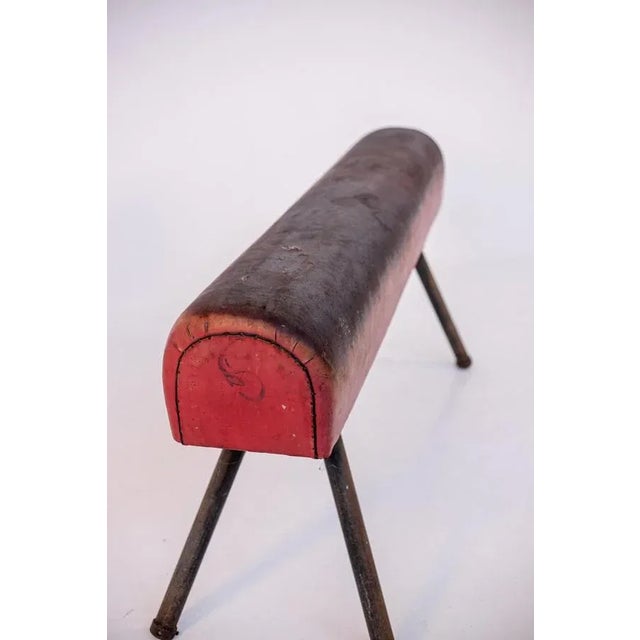 Italian Red Leather and Iron Gymnastic Horse For Sale - Image 10 of 15