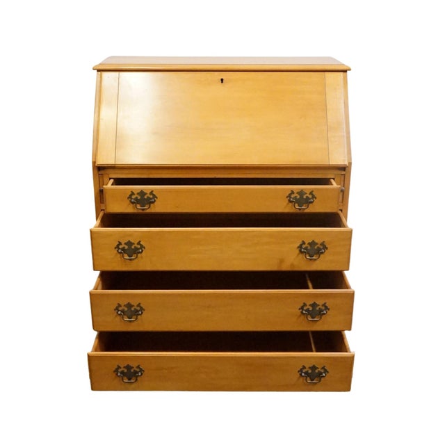 Wood Pennsylvania House Independence Hall Collection Solid Maple Early American Traditional 34" Drop Front Secretary Desk 1573 For Sale - Image 7 of 16