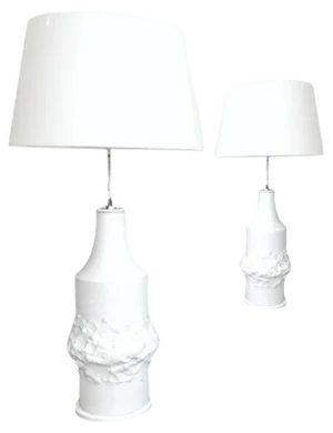 Large Bisque Relief Porcelain Table Lamps from Kaiser, 1960s, Set of 2