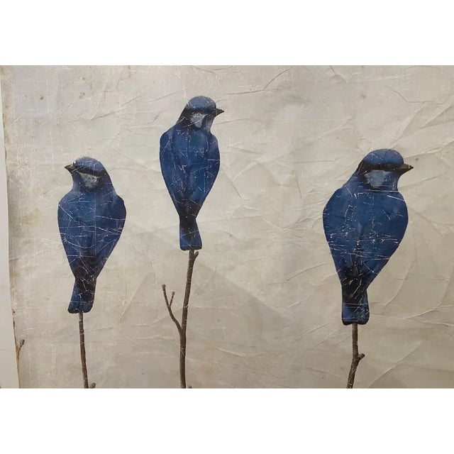 Beige Decorative Limited Edition French Wallpaper Panels of Birds For Sale - Image 8 of 8