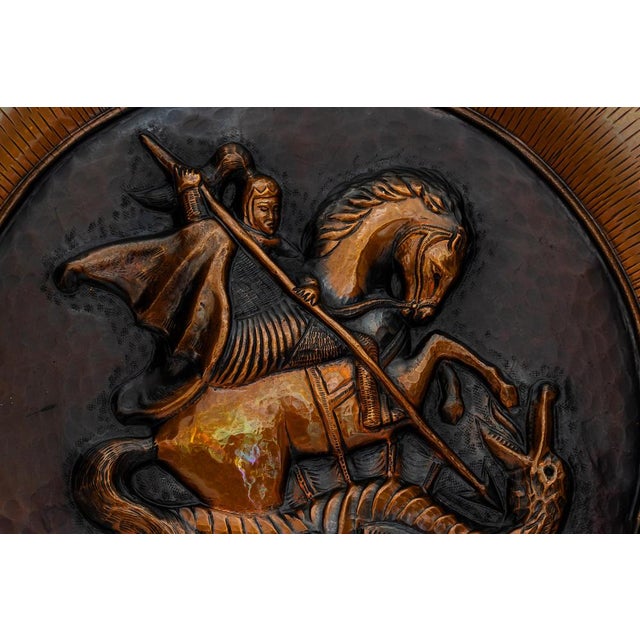 1950s Italian Saint Geogius Kills Dragon Big Wall Decoration in Copper, 1950s For Sale - Image 5 of 15