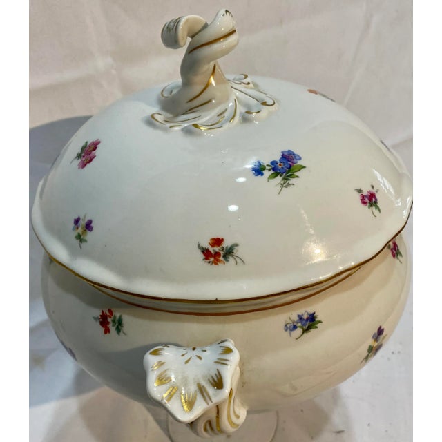 Vintage Porcelain Soup Tureen From Karlsbader Streuer Decorated With Delicate Floral Pattern - Made in Czechoslovakia For Sale - Image 4 of 13