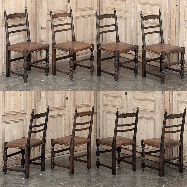 Set of Ten Country French Oak Dining Chairs in the Louis XIII Style, Includes 2 Armchairs For Sale - Image 13 of 13