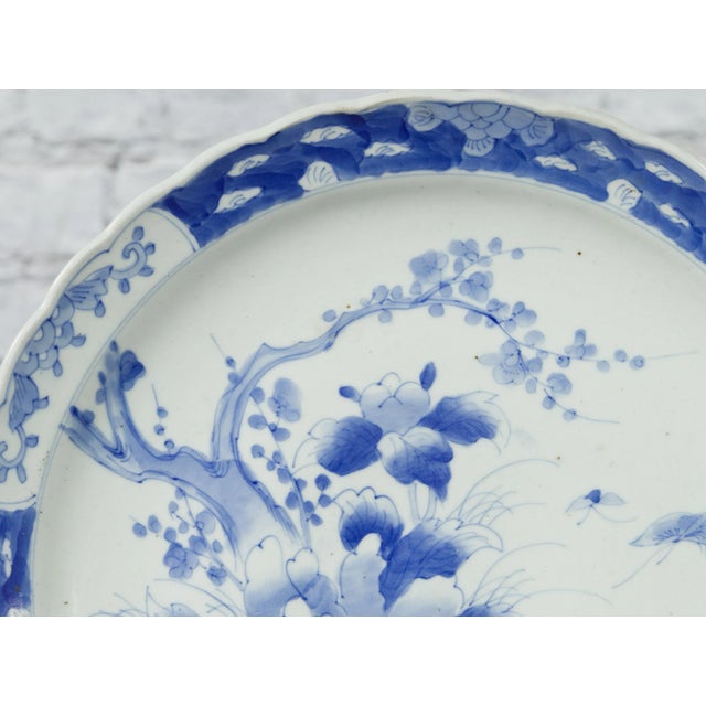 19th Century Japanese Painted Blue & White Porcelain Imari Plate For Sale - Image 10 of 12