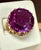 Metal 15 Carat Round Amethyst Cocktail Ring in 18 Karat Yellow Gold, 13.4 Gm For Sale - Image 7 of 8