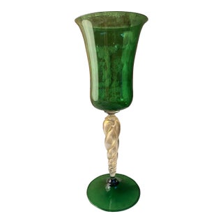 1970s Italian Handcrafted Green Murano Chalice For Sale