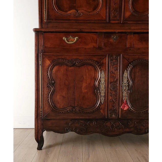 Normandy Walnut Buffet Deux Corps, France Circa 1780 For Sale - Image 9 of 12