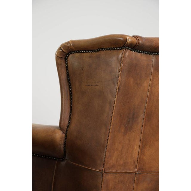 Wing Club Chairs in Light Cowhide Leather, Set of 2 For Sale - Image 15 of 16