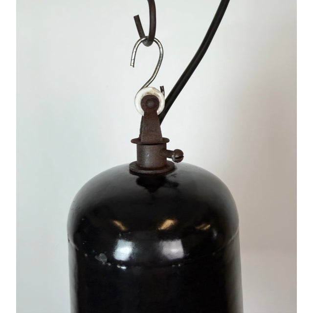 Metal Industrial Black Enamel Factory Pendant Lamp, 1950s For Sale - Image 7 of 18