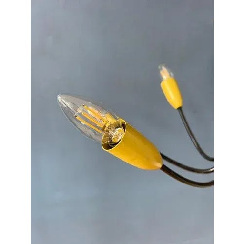 Metal Vintage Spider Pendant Lamp in Yellow, 1950s For Sale - Image 7 of 11