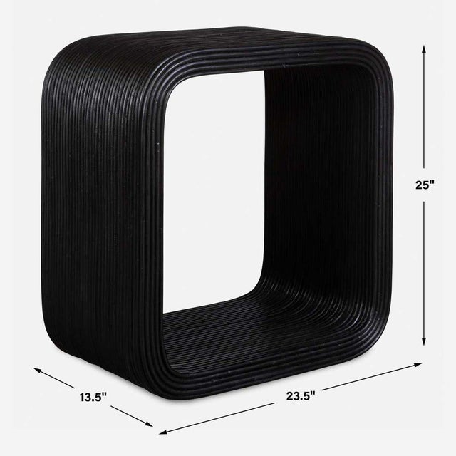 This side table seamlessly blends modern design with natural elements. This rounded cube-shaped table features sleek...
