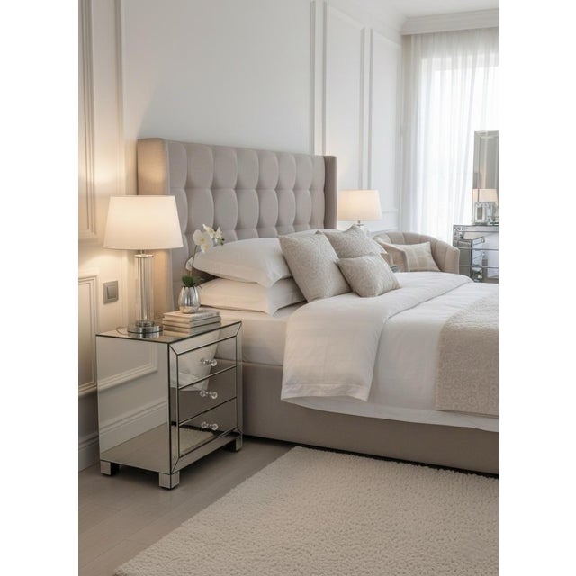 1980s Glamorous Hollywood Regency Mirrored 3-Drawer Nightstand For Sale In West Palm - Image 6 of 6