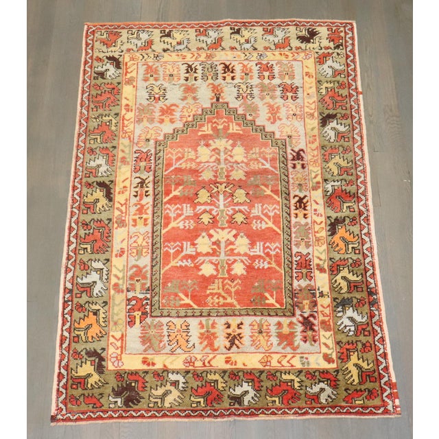 Green Antique Zabihi Collection Turkish Melas Rug For Sale - Image 8 of 8