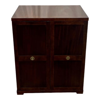 Vintage Bernhardt Campaign Style Mahogany Bar Cabinet For Sale