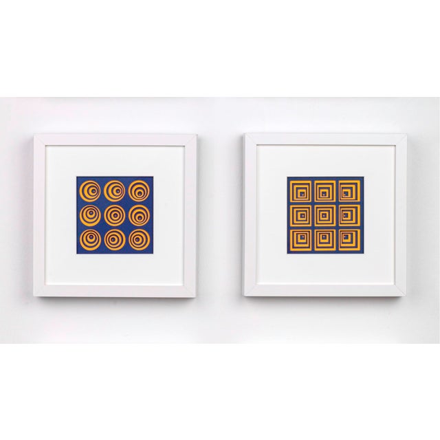 Electric Sapphire by Daria Aksenova | Hand cut, suspended, layered coloured paper geometric patterns For Sale