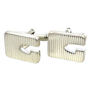 1990s Pair of Gucci Estate Mens Cufflinks Sterling Silver For Sale