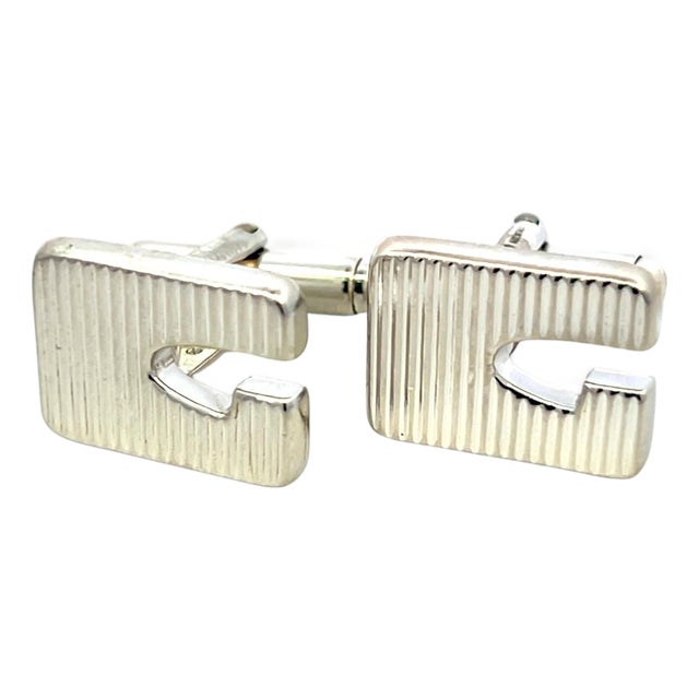 1990s Pair of Gucci Estate Mens Cufflinks Sterling Silver For Sale