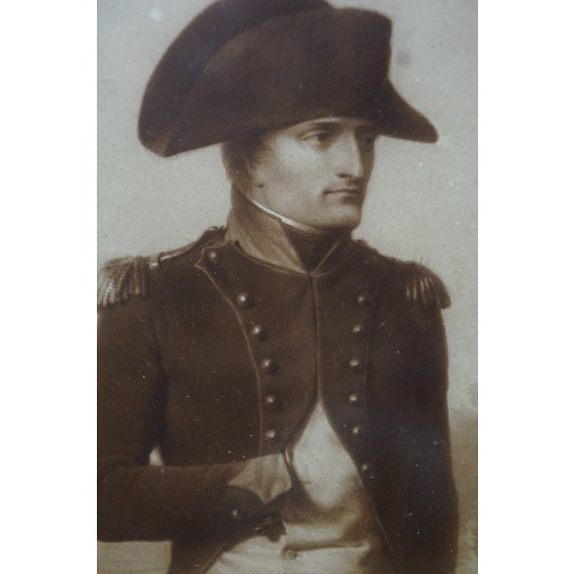 Wood Antique Napoleon Bonaparte 1769-1821 First Consul at Malmaison Print Burl Frame For Sale - Image 7 of 9