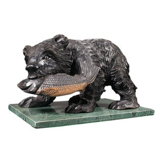 Antique Decorative Bear Figure, Japanese, Carved Cedar, Kibori Kuma, Folk Art For Sale