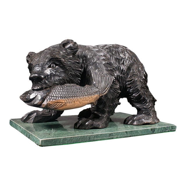 Antique Decorative Bear Figure, Japanese, Carved Cedar, Kibori Kuma, Folk Art For Sale