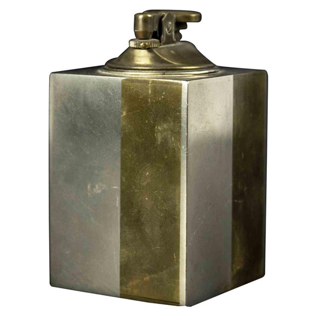 Vintage Metal and Brass Lighter, Italy, Mid-20th Century For Sale - Image 5 of 5