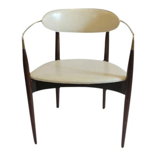 Mid-Century Dan Johnson Leather & Wood Desk Chair For Sale
