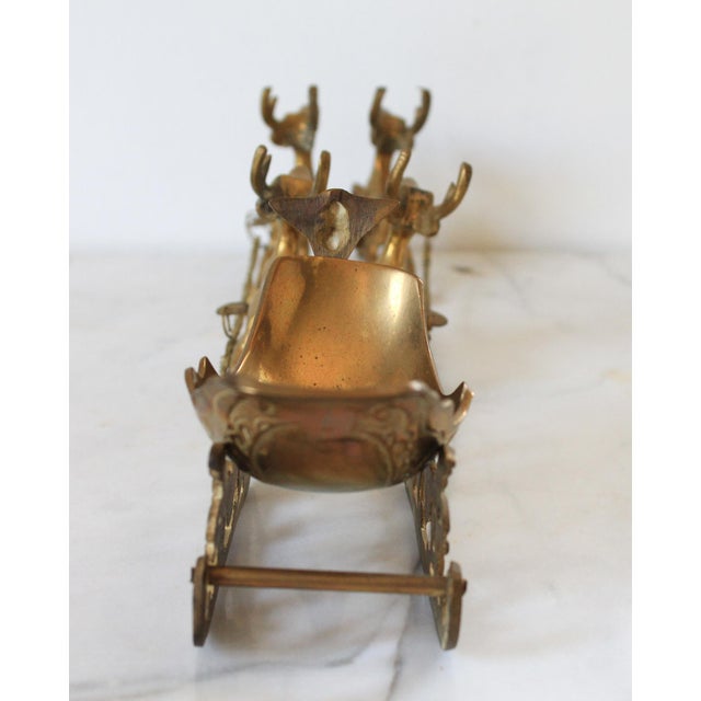Vintage Brass Sleigh and Reindeer For Sale - Image 11 of 12