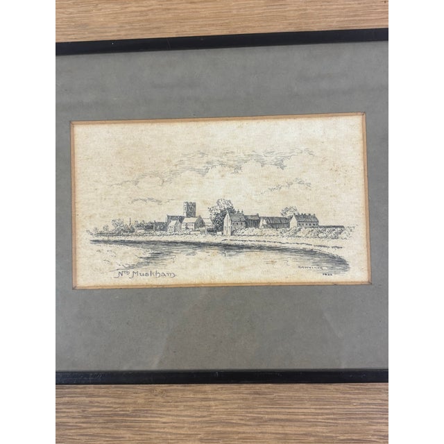 Antique English Framed Pen and Ink Landscape of North Muskham and the River Trent For Sale - Image 4 of 5