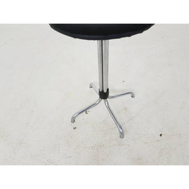 Metal Stool with Black Vinyl Upholstery from Brabantia, 1960s For Sale - Image 4 of 6