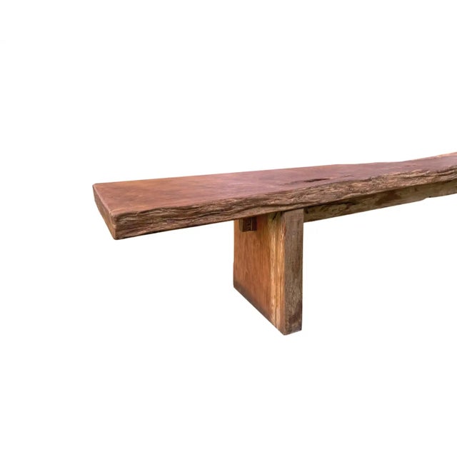 Solid Teak Wood Long Bench Modern Organic Java, Indonesia For Sale - Image 6 of 7
