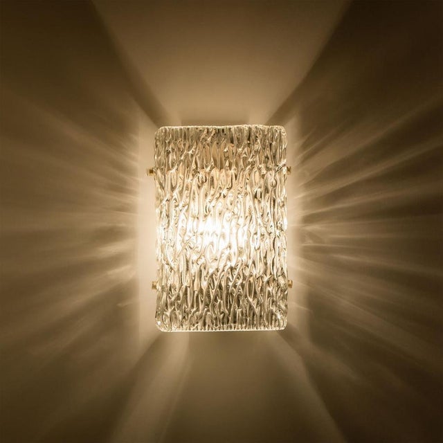Textured Wave Glass Wall Light attributed to Kaiser Leuchten, 1970s For Sale - Image 12 of 16