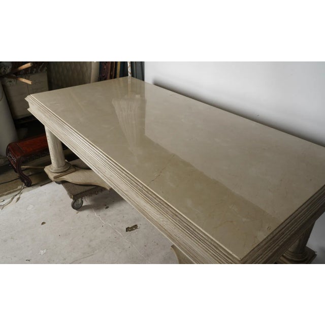 A Nancy Corzine Stone Top Library Table Bleached Oak Finish For Sale In Los Angeles - Image 6 of 10